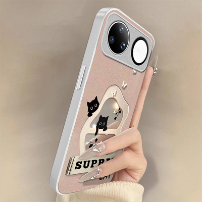 适用华为nova系列镂空黑猫手机壳