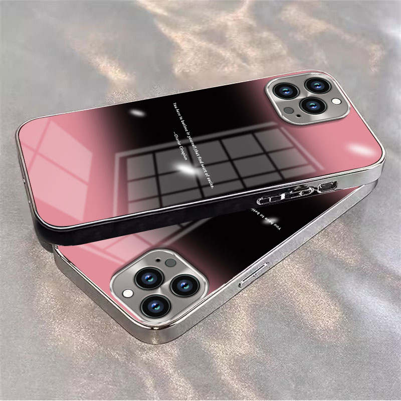 适用苹果16promax手机壳新款iphone15pro玻璃14防摔13可爱女12网红xsmax渐变晕染8plus电镀7p高级6s全包se2潮
