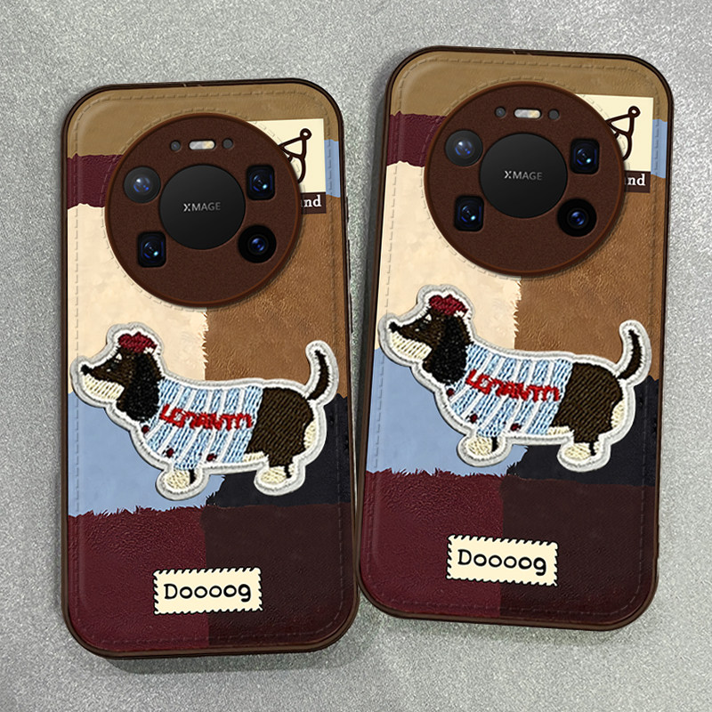 适用华为Mate80Promax手机壳70Air刺绣小狗60Pro+可爱卡通女款mate50个性创意小众40全包防摔气垫30不会撞壳