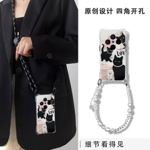 女x80可爱卡通x70高级感轻奢风x60全包防摔vivo四角挂绳壳 适用vivoX200Pro手机壳X100ultra报纸猫咪x90s新款