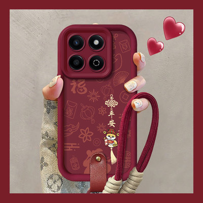 适用荣耀畅玩60Plus新款手机壳畅玩50M红色喜庆畅玩40Plus平安喜乐30Plus硅胶防摔套畅玩20Pro时尚20A情侣款