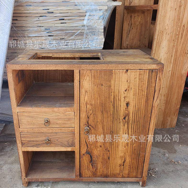 榆木客厅厨房多层收纳实木餐边柜办公室待客茶吧柜饮水壶收纳柜子