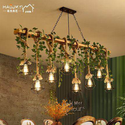 美式乡村创意个性麻绳吊灯工业风复古烧烤店农家乐收银台吧台吊灯