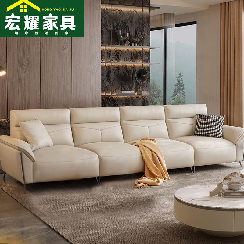 真皮沙发意式极简客厅小户型简约现代多功能电动调节伸缩贵妃沙发