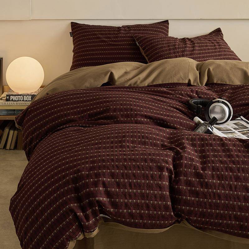 全棉提花磨毛四件套100纯棉冬季加厚新款高级感被套床单床上用品4