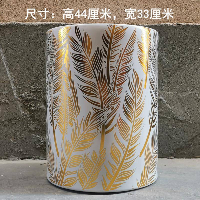 金色圆柱新中式梳妆凳陶瓷凳陶瓷鼓凳鼓墩绣墩仿古坐凳圆凳子鼓凳