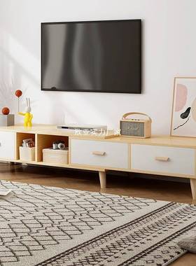 茶几电视柜轻奢现代感客厅高宽落地柜子储物收纳柜一体柜组合