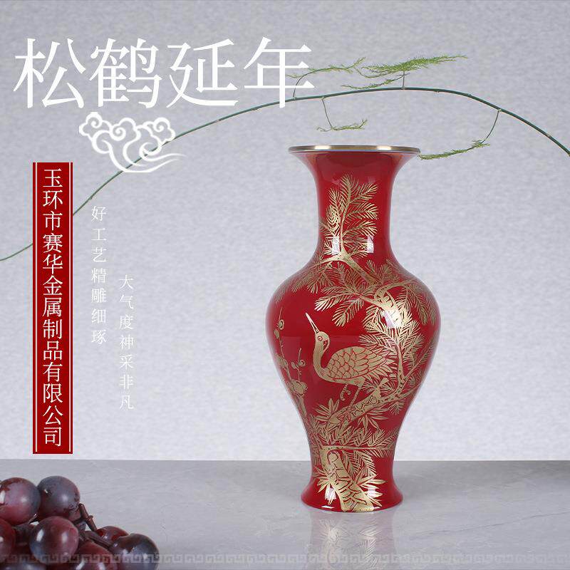 ZS11-1浮雕花瓶金属材质精细浮雕花瓶插花瓶客厅轻奢花瓶摆饰品