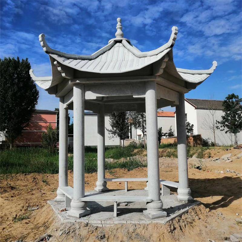 石雕凉亭单层双层六角石亭公园景区户外纳凉石凉亭休息亭青石亭子