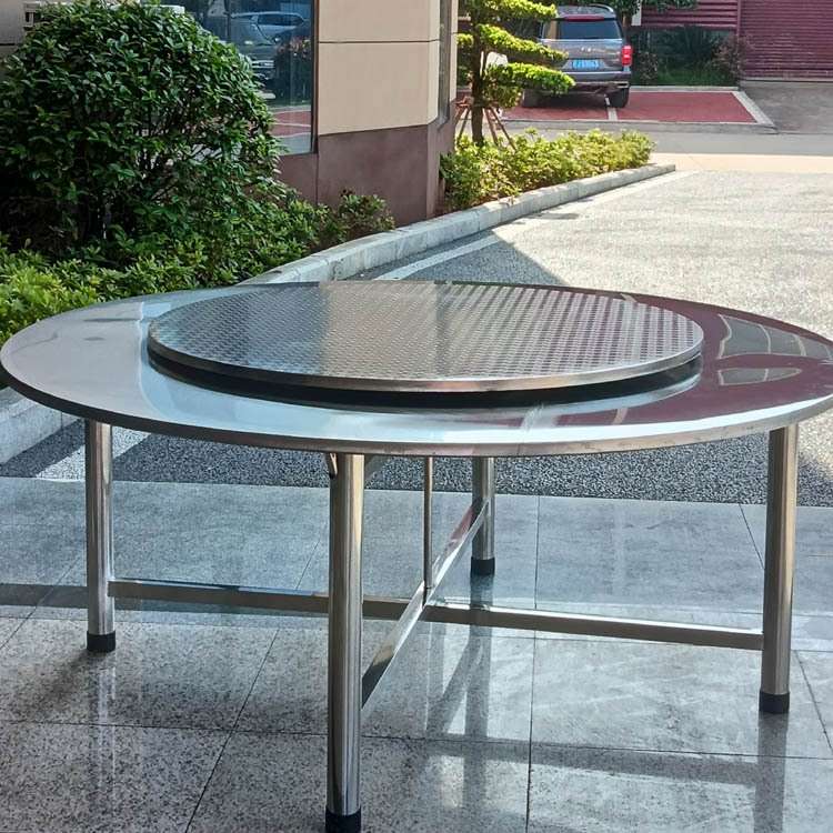 不锈钢圆桌面圆形面板吃饭餐桌家用圆台面大圆桌 10人12人15 转盘