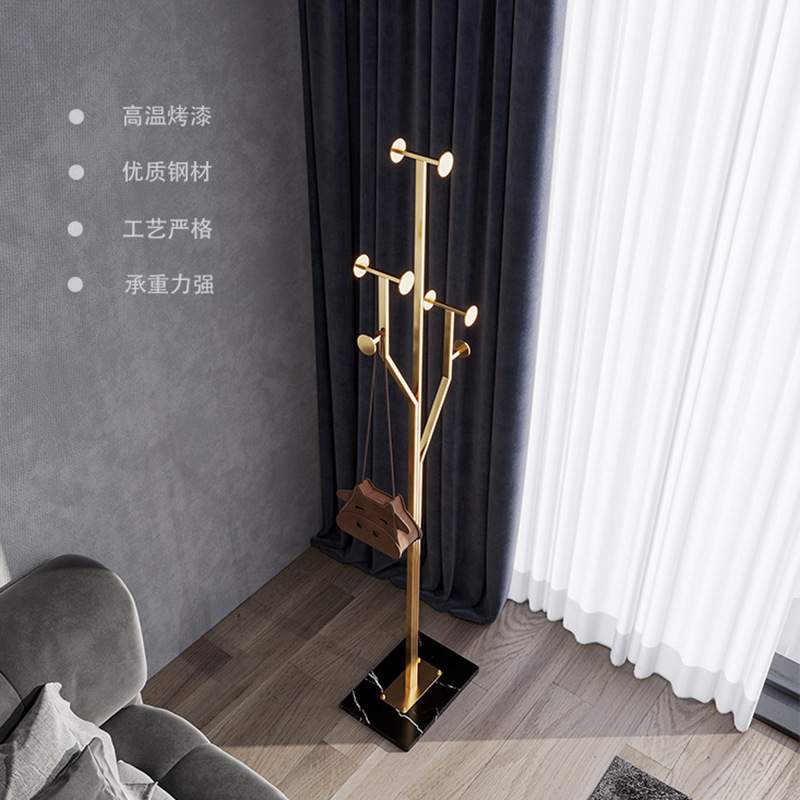 北欧服装店衣帽架 金色轻奢个性创意大理石底座家用房间服装架