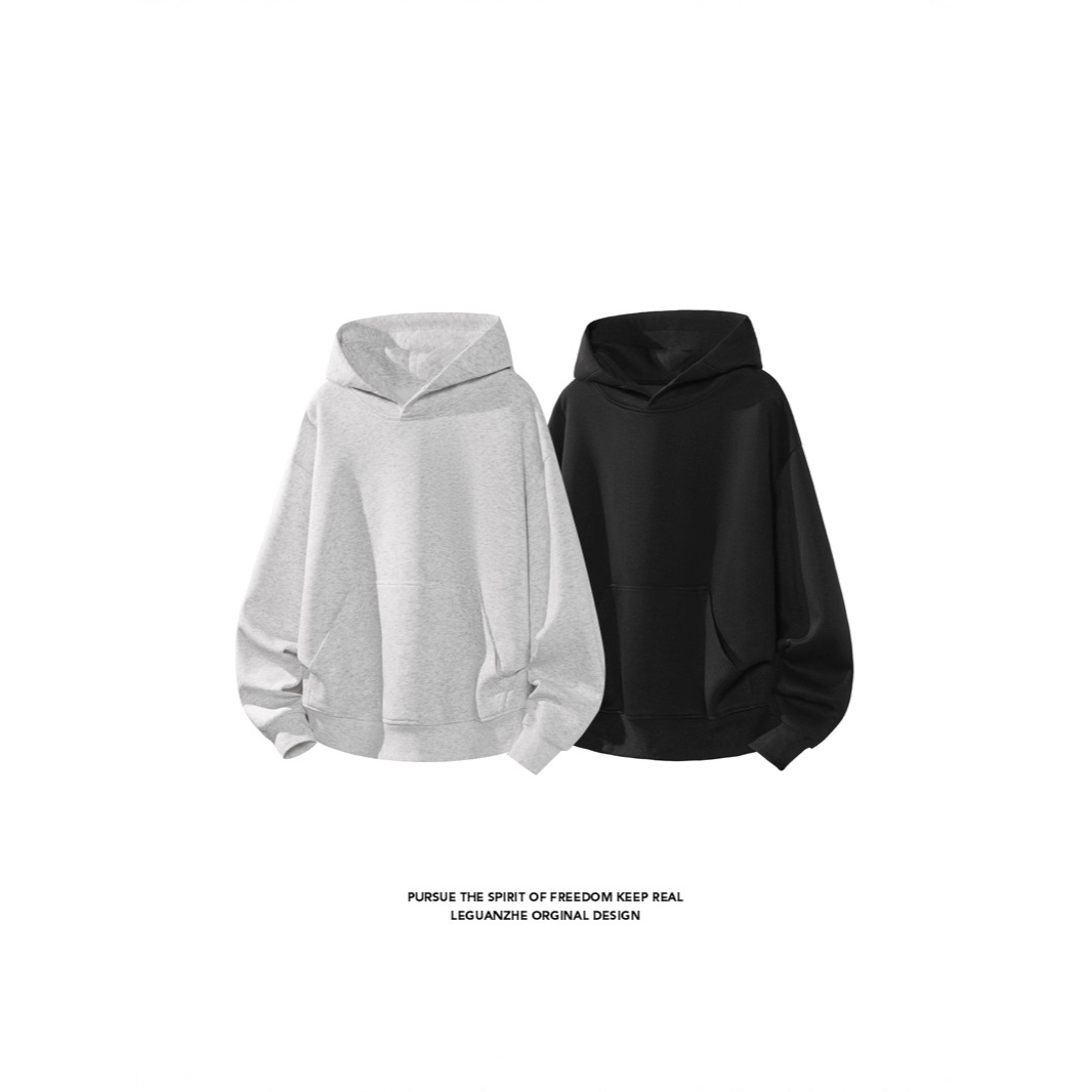 cleanfit重磅短款卫衣男款春秋季boxy硬挺美式内搭连帽衫上衣外套