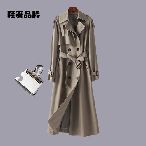 朗姿约定纯棉风衣女中长款2026秋季款宽松经典外套气质大衣高级感