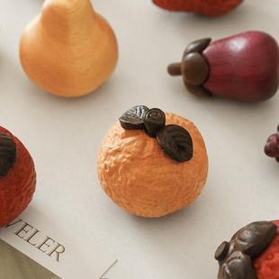 实木可爱水果桌面摆件仿真装 饰品拍摄道具木雕蔬菜样板房饰品