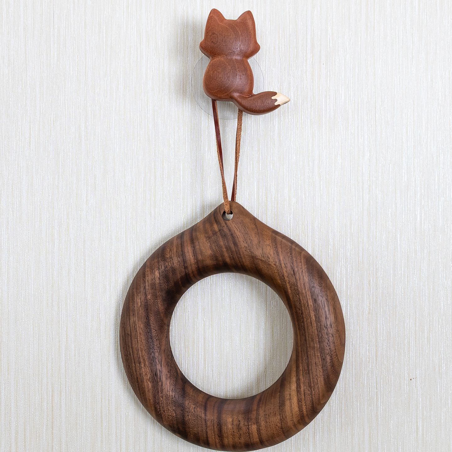 门后家用厨房实木创意可爱小狐狸免打孔挂钩卡通墙壁装饰包挂衣挂