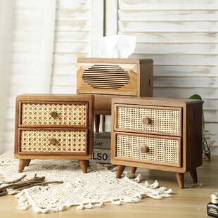 新品 桌面收纳柜ins风入户置物架小 异丽实木玄关收纳盒r桌上抽屉式