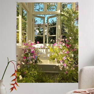 极速治愈花竖版背景布ints挂布北欧风景画布卧室客厅布置墙布直播