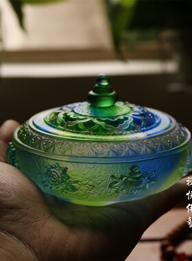 新品禅悦佛艺七宝古法琉璃八吉y祥香炉檀香炉香薰炉熏香供具工艺