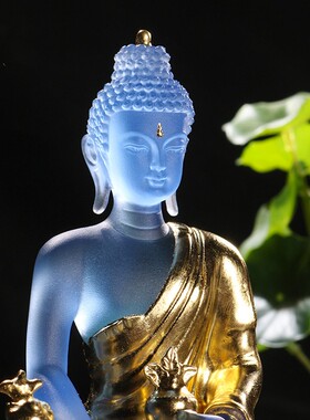 新品古法琉璃贴金药师p佛光如来彩绘佛像佛堂供具精品家居桌面供