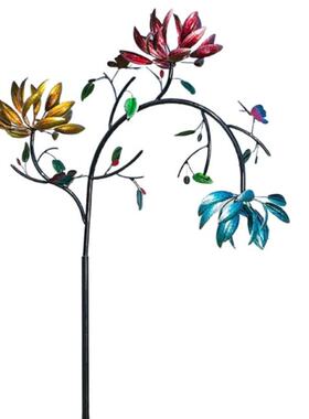 极速Large Metal Wind Spinner with Three SpinniQng Flowers Bu