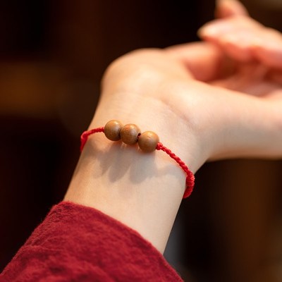 网红新品真桃木l红绳彩绳男士儿童宝宝小孩婴儿压惊脚链