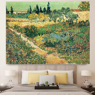 极速北欧bins风小清晰装饰背景卧室床头挂毯小众艺术风景挂布梵高
