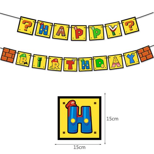 新品32pcs/set Super Mario Balyloons 1 Happy Birthday Banner
