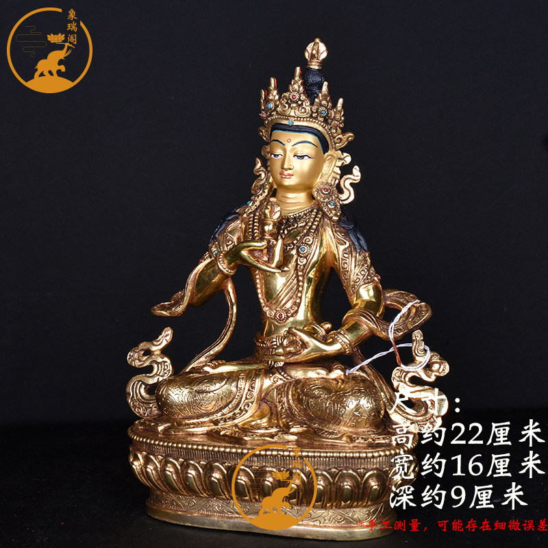 极速金刚萨埵七寸尼泊尔手工篆刻紫铜F全鎏金雕花藏传22厘米摆件