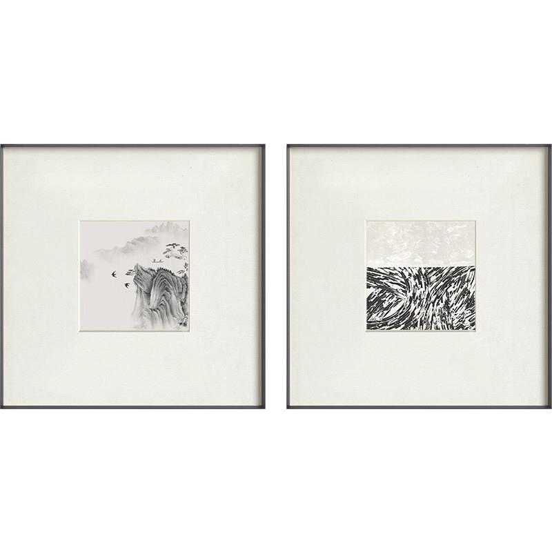 极速落生墨 新中式禅意客厅装饰B画沙发背景墙挂画水墨风景挂画卡