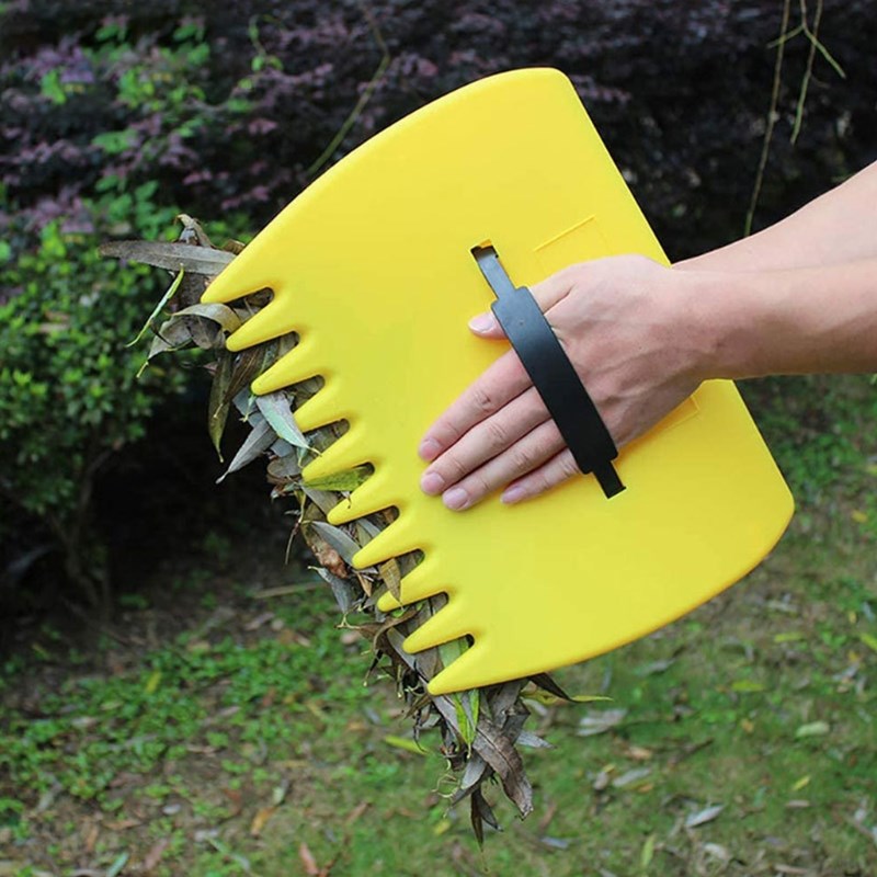 速发1 Pair Yellow Garden Yard Leaf Scoops Grass Lawn Grabber