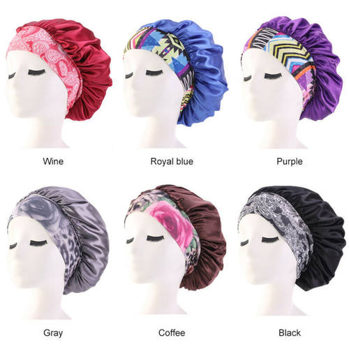 极速Double Layers Silk Stleep Hair Cap Hair Wrap One Size Fi