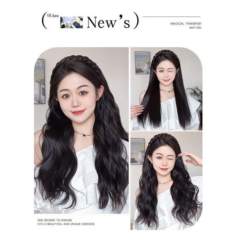 极速发箍假d发网红假发女长发长卷发仿真发鱼骨辫自然隐形假发半