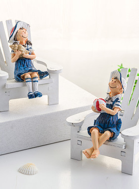 极速地中海风格木制迷你沙滩椅家居儿童房装饰摆件手机Y座创意饰