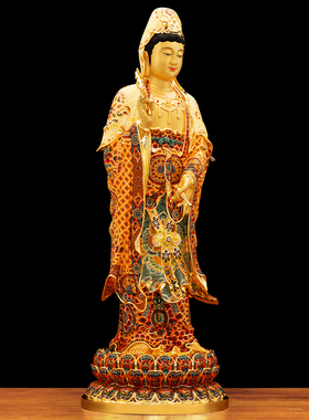 新品西方三圣铜彩j绘南无阿弥陀佛居家供奉观世音菩萨大势至佛祖