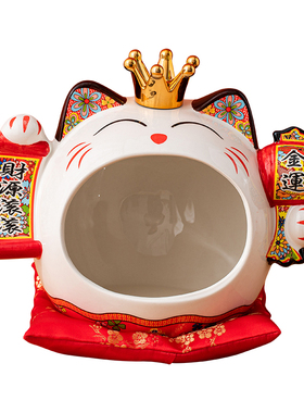 新品店铺前台装饰品招财猫玄关入户钥匙收纳O摆件收银柜台糖果盘