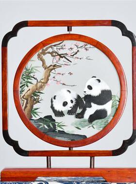 极速苏绣a成品台屏手工刺绣中国风非遗送老外特色礼物双面绣摆件