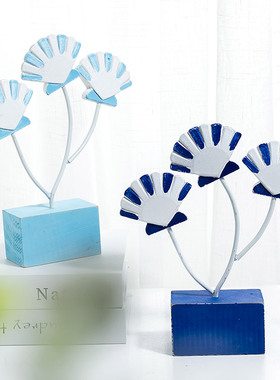 极速地中海创意木质小鱼贝u壳摆件手工制作摆设桌面客厅儿童房装