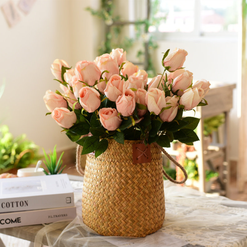 极速复古油画玫瑰l仿真花客厅装饰假花绢花插花创意家居摆设花套