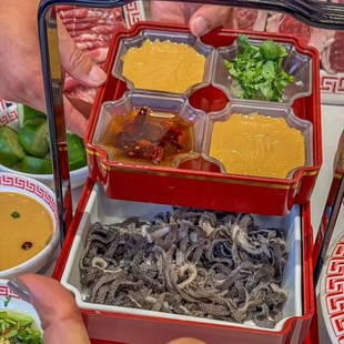 极速创意特色北京南门涮肉火锅店老北京爆肚专用R餐具红色手提双