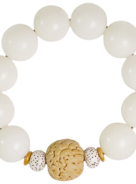 新品天然白玉菩提根手串男原籽桃核E手链女单圈文玩佛珠手串配饰