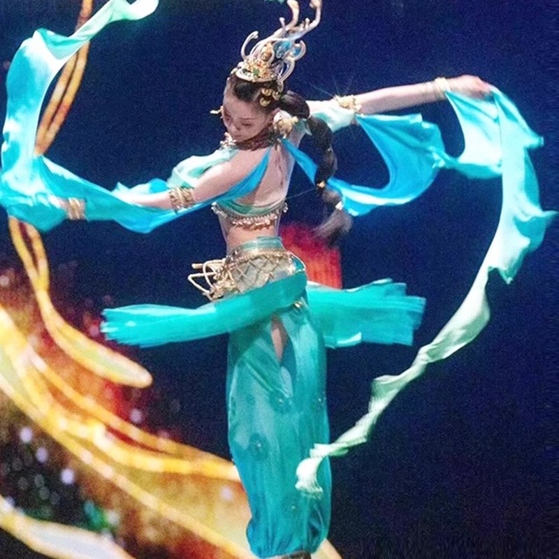新品新款敦煌遇见飞天舞蹈服儿A童演出服古典民族服装反弹琵琶表图片