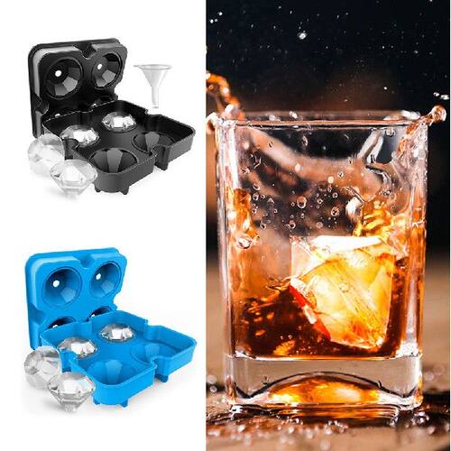 极速4Hole Ice Tray Siqlicone Mold Ice Cube Molds for whiskey