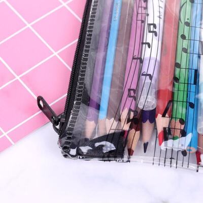 极速Music Note Pkiano Keyboard Pencil Case Plastic Transpare