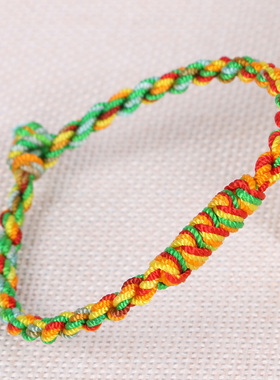 新品端午节五色线手工q编织五彩长命缕手链八股金刚结手绳饰品男