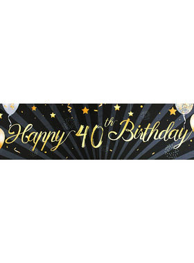 极速Black Gold Happy Birthday Banner BIalloon Flag Adult 30t