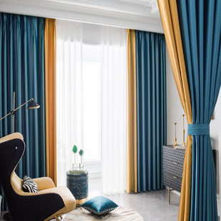 极速北欧大气拼接客厅轻奢窗帘现代简约卧室K遮光成品窗帘布2025