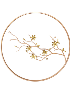 极速新中b式沙发背景墙面装饰挂件铁艺梅花壁饰圆形壁挂样板房家