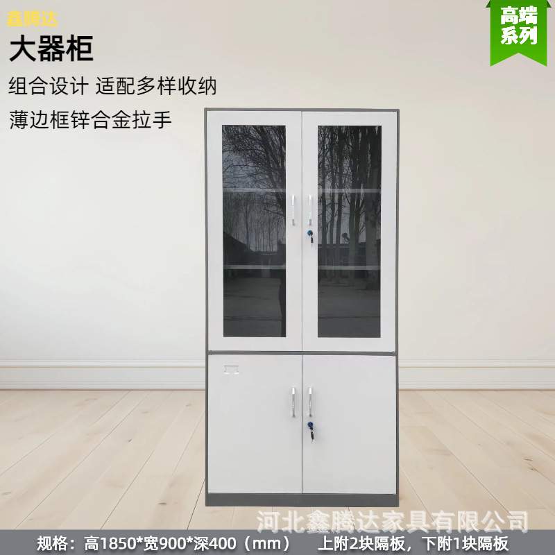 中二斗文件柜套色办公柜大门柜铁皮柜财务资料收纳柜静音门轴