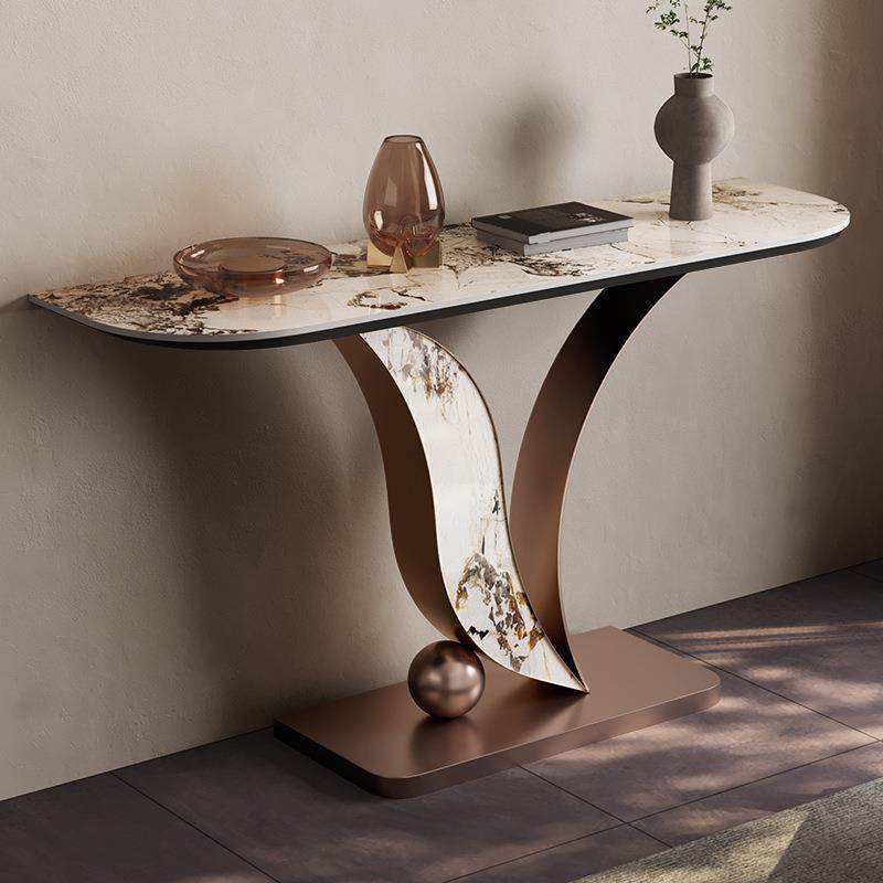 轻奢玄关台端景柜超窄门厅入户玄关桌子现代简约设计师岩板条案几