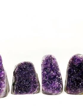 天然紫色水晶簇矿物样品乌拉圭石英洞紫水晶地质装饰用